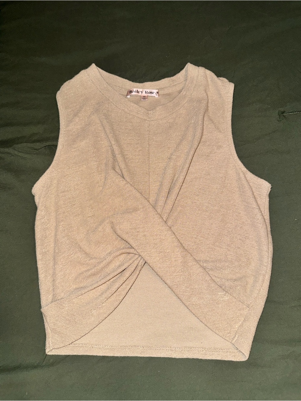 Sleeveless Twist-Front Tank Top in Beige